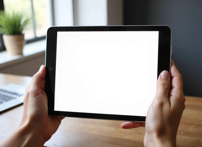 A clean and modern digital device displaying a form interface, symbolizing easy online booking.